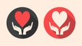 Set of flat hearts icons. Love charity pictograms. Hearts and hands illustrations. 10 eps design. Royalty Free Stock Photo